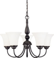 DUPONT 5 LIGHT 21 INCH CHANDELIER WITH SATIN WHITE GLASS DARK CHOCOLATE BRONZE TRANSITIONAL