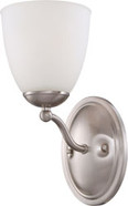 PATTON 1 LIGHT VANITY FIXTURE WITH FROSTED GLASS BRUSHED NICKEL TRANSITIONAL