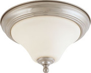 DUPONT 1 LIGHT 11 INCH FLUSH MOUNT WITH SATIN WHITE GLASS BRUSHED NICKEL TRANSITIONAL