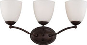 PATTON 3 LIGHT VANITY FIXTURE WITH FROSTED GLASS PRAIRIE BRONZE TRANSITIONAL