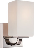 VISTA 1 LIGHT VANITY FIXTURE WITH ETCHED OPAL GLASS POLISHED NICKEL