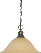 1 LIGHT 16 INCH PENDANT WITH CHAMPAGNE LINEN WASHED GLASS MAHOGANY BRONZE TRANSITIONAL