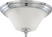 TELLER 3 LIGHT FLUSH DOME FIXTURE WITH FROSTED ETCHED GLASS POLISHED CHROME CONTEMPORARY