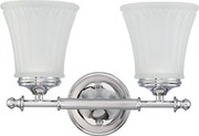 TELLER 2 LIGHT VANITY FIXTURE WITH FROSTED ETCHED GLASS POLISHED CHROME CONTEMPORARY