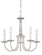 5 LIGHT 18 INCH CHANDELIER WITH CANDLESTICKS BRUSHED NICKEL TRADITIONAL