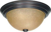 2 LIGHT 13 INCH FLUSH MOUNT WITH CHAMPAGNE LINEN WASHED GLASS MAHOGANY BRONZE TRANSITIONAL