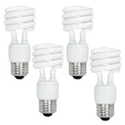 13 WATT MINI SPIRAL COMPACT FLUORESCENT 5000K 82 CRI MEDIUM BASE 120 VOLTS 4 PACK