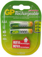 GP AAA RECHARGEABLE 1000MAH NIMH BATTERY 2PK