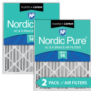 16X20X4 2 PACK NORDIC PURE MERV 14 MPR 2800 FILTER ACTUAL SIZE 15.5 X 19.5 X 3.63 MADE IN USA IN-BFW62