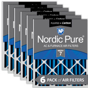 20X24X4 6 PACK NORDIC PURE MERV 7 MPR 600 FILTER ACTUAL SIZE 19.38 X 23.38 X 3.63 MADE IN USA IN-BBSD9