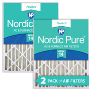 16X25X4 2 PACK NORDIC PURE MERV 14 MPR 2800 FILTER ACTUAL SIZE 15.5 X 24.5 X 3.63 MADE IN USA IN-BDQ55
