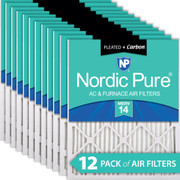 12X12X1 12 PACK NORDIC PURE MERV 14 MPR 2800 FILTER ACTUAL SIZE 11.75 X 11.75 X 0.75 MADE IN USA IN-BE879