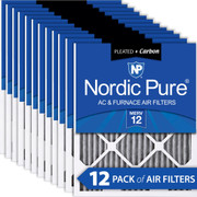 17X17X1 12 PACK NORDIC PURE MERV 12 MPR 1500-1900 FILTER ACTUAL SIZE 17 X 17 X 0.75 MADE IN USA IN-BGAB0