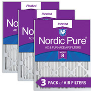 20X35X2 3 PACK NORDIC PURE MERV 8 MPR 800 FILTER ACTUAL SIZE 19.50X34.50X1.75 MADE IN USA IN-BFAT1