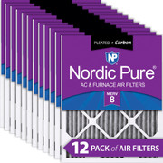 16X21X1 12 PACK NORDIC PURE MERV 8 MPR 800 FILTER ACTUAL SIZE 15.5 X 20.5 X 0.75 MADE IN USA IN-BD636