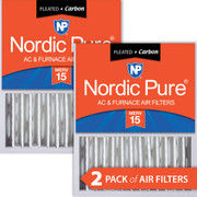16X20X5 H 2 PACK NORDIC PURE MERV 15+ MPR 2800 FILTER ACTUAL SIZE 15.88 X 19.75 X 4.38 MADE IN USA IN-BD5K2