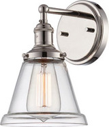 IN-2FLU7 VINTAGE 1 LIGHT SCONCE WITH CLEAR GLASS VINTAGE LAMP INCLUDED POLISHED NICKEL TRANSITIONAL