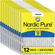 16X25X2 12 PACK NORDIC PURE MERV 10 MPR 1000 FILTER ACTUAL SIZE 15.5 X 24.5 X 1.75 MADE IN USA IN-BG2U0