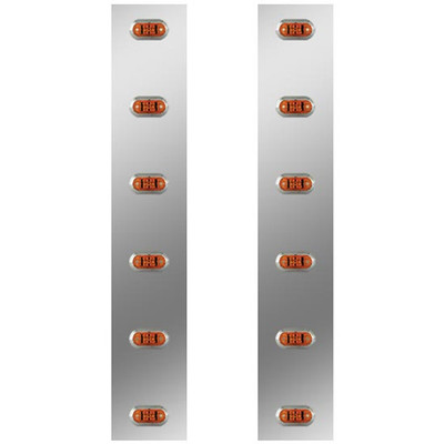 430 S.S. Front Air Cleaner Light Panels WITH 12 Challenger AmberAmber LEDs For Kenworth T800 W900