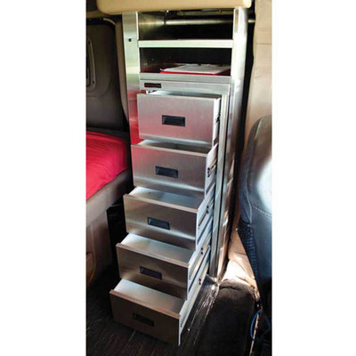 5 Drawer Storage Solution cabinet with top shelf 14 X 38 X 18.5 in For Peterbilt - Driver Side Replacement