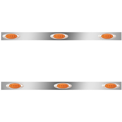 50.375 Inch Stainless Steel Cab Panels WITH 6 P1 AmberAmber LEDs For Kenworth W900L 19952010