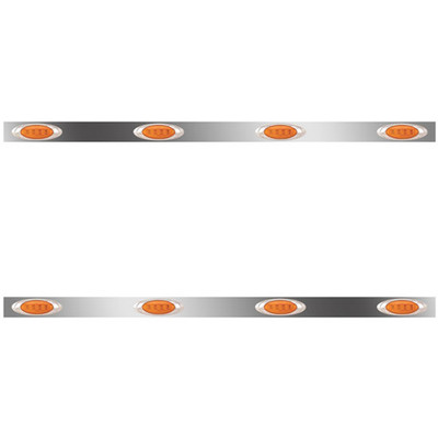 72 Inch Stainless Steel Sleeper Panels WITH 8 P1 AmberAmber LEDs For Kenworth T660 WITH RME