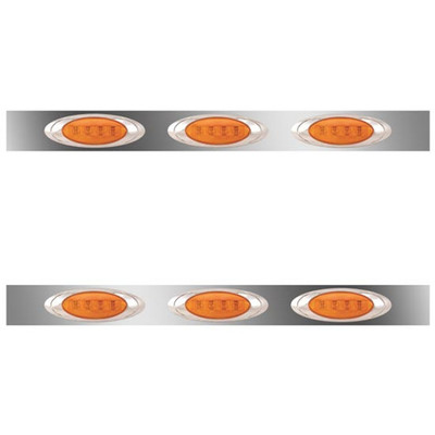 58 Inch Stainless Steel Sleeper Panels WITH 6 P1 AmberAmber LEDs For Freightliner Century Columbia Replacement
