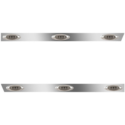 Stainless Steel Standard Cab Panels With 6 P1 AmberSmoked LEDs For Peterbilt 388 389 123 BBC