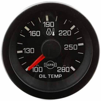 2.0625 Inch Electric Oil Temperature Gauge 100-280F W Black Bezel Black Face Replacement
