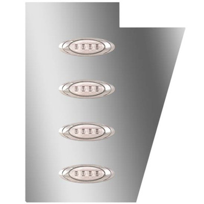 4 Inch Stainless Steel Notched Cowl Panels With 8 P1 AmberClear LEDs For Peterbilt 378 379 Replacement