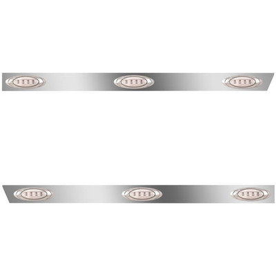 3 Inch Stainless Steel Cab Panel With 3 P1 AmberClear LED Lights For Peterbilt 389 - Pair
