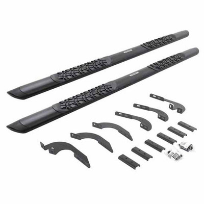 TACOMA YEAR 2021 BLACK ALUMINUM SIDE BAR AND BRACKETS COMPLETE KIT W5IN STEP PADS W4 DOORS AND CREW CAB