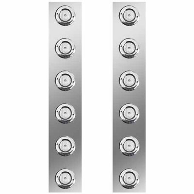 PETERBILT 378 YEAR 2004 19.75 INCH 304 S.S. FRONT AIR CLEANER LIGHT PANELS W 12 2 INCH FLAT RED CLEA