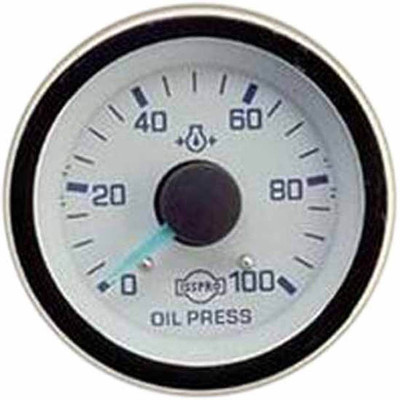 2.0625 Inch Mechanical Oil Pressure Gauge 0-100 PSI W White Face Blue Pointer Chrome Bezel Replacement