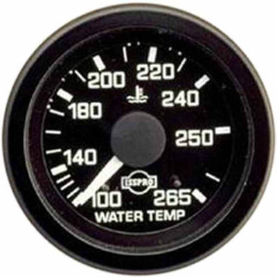 2.0625 Inch Mechanical Water Temp. Gauge 100-265F W 96 Inch Capillary Black Bezel Replacement