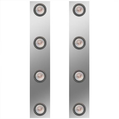12.25 Inch SS Rear Air Cleaner Panels With 8 - 2 Inch RedClear LEDs For Peterbilt 379 388 389