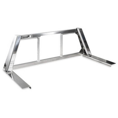 F 250 SUPER DUTY YEAR 2011 SIZE 4 SMOOTH ALUMINUM OPEN POST CAB RACK W/ TANK BRITE UPRIGHTS WINDOW
