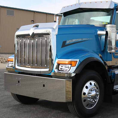 INTERNATIONAL HX520 YEAR 2022 22IN STAINLESS STEEL CLASSIC STYLE TAPERED MITERED END BUMPER W/ TOW HOLES Replacement