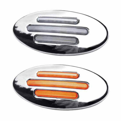 386 YEAR 2008 15 DIODE FLATLINE AMBER LED TURN SIGNAL LIGHT CLEAR LENS FOR FRONT FENDER