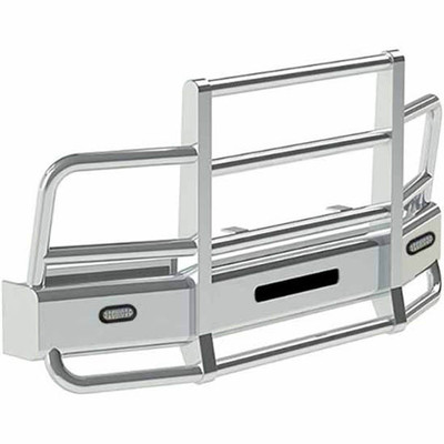 T600B YEAR 2006 DEFENDER 2 POST BUMPER GUARD W/ SLAM LATCH W/ RAKE 6IN OVAL CLEAR LIGHTS