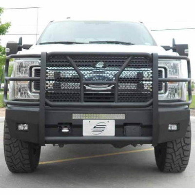 F350 SUPER DUTY YEAR 2019 BLACK FRONT BUMPER GUARD W/ CAMERA CUTOUT