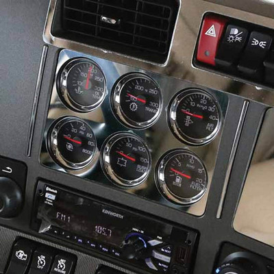 Interlight Stainless Steel Trim Gauge Cluster Above Radio Replacement Trim for Kenworth T680 T880 W990