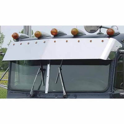 13 Inch Stainless Steel Blind Mount Drop Visor W 10 Bullseye LED Lights For Peterbilt 359 Replacement