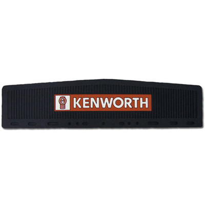 T800 CURVED GLASS YEAR 2013 24 X 6 INCH BLACK RUBBER KENWORTH LOGO MUD FLAP