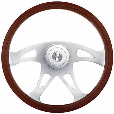 KENWORTH T800 YEAR 2011 18 INCH BOSS STYLE WOOD STEERING WHEEL WITH HUB AND HORN BUTTON KIT