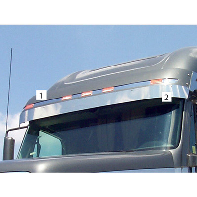 FREIGHTLINER CENTURY 120 YEAR 1996 5 INCH STAINLESS STEEL 2 PIECE UPPER VISOR EXTENSION INSERT Replacement