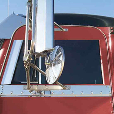 PETERBILT 330 YEAR 1995 5 INCH SANDED STAINLESS STEEL CHOP TOP DOOR WINDOW PANELS W DOOR MOUNTED MIR Replacement