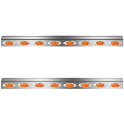 378 SFA YEAR 1995 66 INCH STAINLESS STEEL FUEL TANK FAIRINGS W/ 16 P1 AMBER/AMBER LEDS