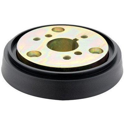 COACHES 4106 YEAR 1961 BLACK 3 HOLE BOLT STEERING WHEEL HUB ADAPTER FOR ROUND SHAFT W/ KEYWAY