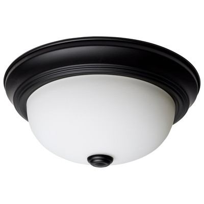 2 Light 11 Inch Flush Mount Matte Black Finish Opal Glass Replacement